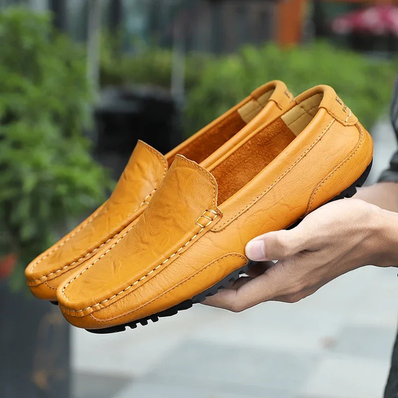 Skutečná kůže prodyšná mokující mocasins neformální mokasíny kožené boty pro muže sklouznou na formální italskou jízdu plochý chaussure homme