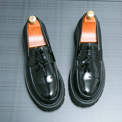 Nye platformsko loafers sko mænd tyksålede bryllupssko sorte formelle forretningssko slip-on læder øger afslappet sko