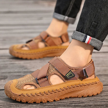 Zomermannen Sandalen Echte lederen heren Casual schoenen Outdoor Men Leer Sandalen voor mannen Strandschoenen Romeinse herenschoenen