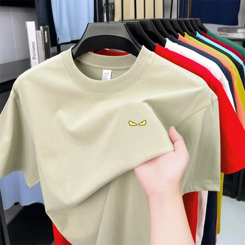 High-end Quality Men's T-shirt 100Cotton O-Neck Pattern Embroidery Short Sleeve Summer New Fashion Trend Half Sleeve Men's Wear