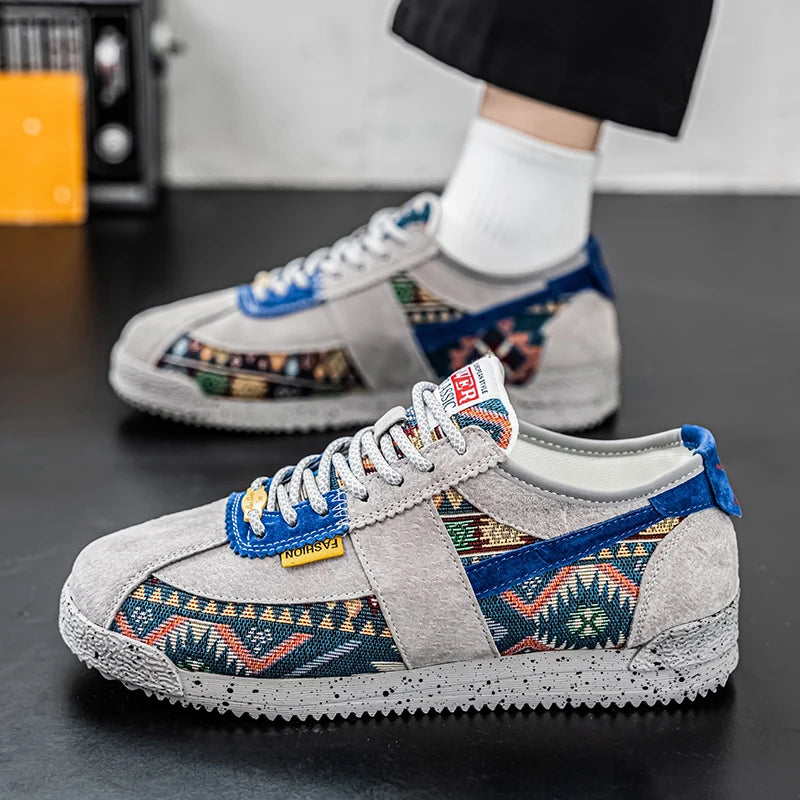 Þróa nýja menn þjóðernisstíl flata skó fatahönnuð prentari sneaker karlar frjálslegur skór andar lágu strigaskór maður zapatos hombre