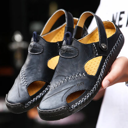 Men de verano Sandalias Genina cuero zapatos casuales zapatos de cuero para hombres para hombres zapatos de playa zapatos para hombres romanos zapatos