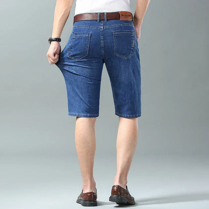 Ny sommaren Men denim Shorts Fashion Light Color Casual Loose Multi-Pocket Straight Five Minute Pants Elastic Kne Shorts
