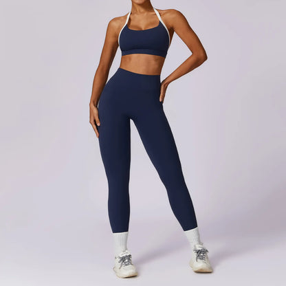 Women Tracksuit Yoga Set 2PCS Sport Suit GymWorkout Clothes Long Sleeve Gym Crop Top High Waist Leggings Fitness Bra Sports Wear