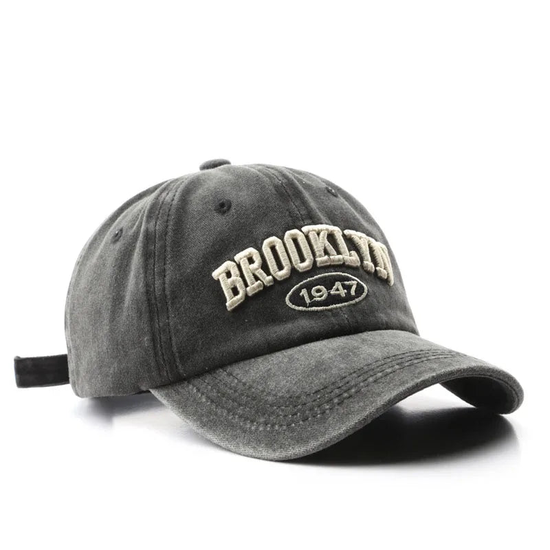 Retro Brooklyn Letter Embroidery Baseball Caps Spring Summer Men Women Cotton Justerbar Casual Hat Hip Hop Streetwear Sun Hats