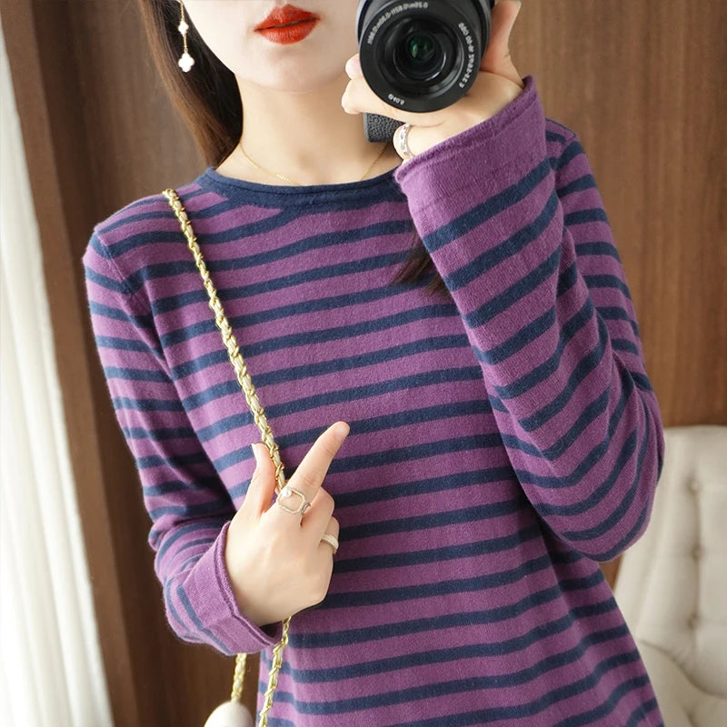 Femei Pulover 100% din bumbac ondulat cu b-gât pullover toamna iarna tricot casual îmbrăcăminte modă cu fundul moale de blaturi de pulover