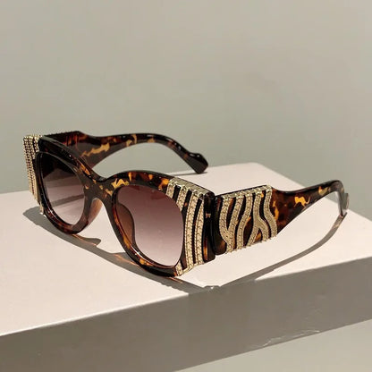 Velké rámové kočičí oční sluneční brýle Ženy módní vintage trendy trendy sluneční brýle punkové nadměrné luxusní značky návrhář značky sexy dámy odstíny