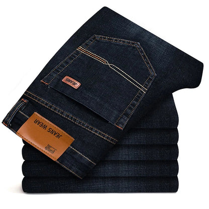 Herbst Classic Herrenanpassung Stretch Jeans Business Cason Cotton Denim Denim gerade Bein Hosen Männliche schwarze blaue Hose