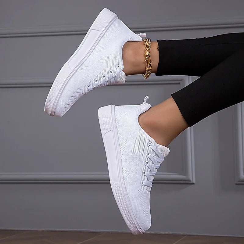 2025 tênis pretos feminino malha casual cidadã esporte sapatos planos meninas respiráveis tênis grossos brancos tenis feminino