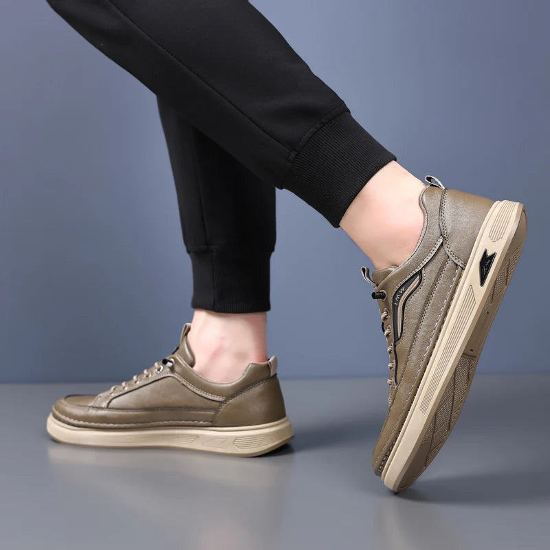 Fashion Board Shoes Casual Sneakers for Men High Quanlity Leather Work Shoes Platform Male Sport Shoes Breathable Walking Shoes
