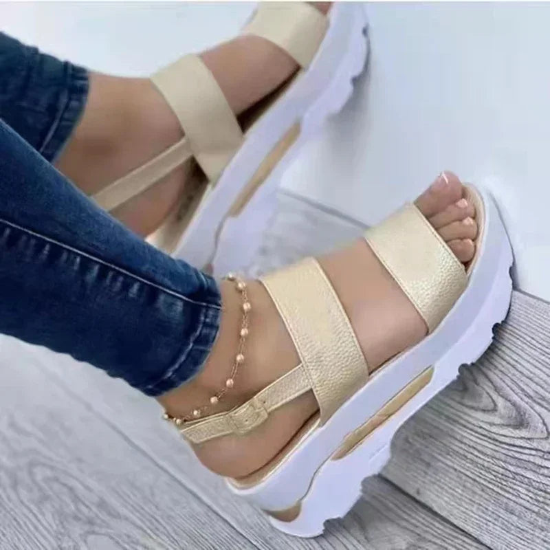 Konur sandalar léttir hælar Sandalar Sumarskór fyrir konur fleyg sandal með pall sandias mujer fleyg skór kvenkyns
