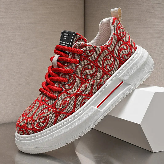 Sneakers Men New Fashion Prints Men's Platform Canvas Shoes Low Top Designer Casual Loafers Flat Vulcanized Shoes Men Footwear