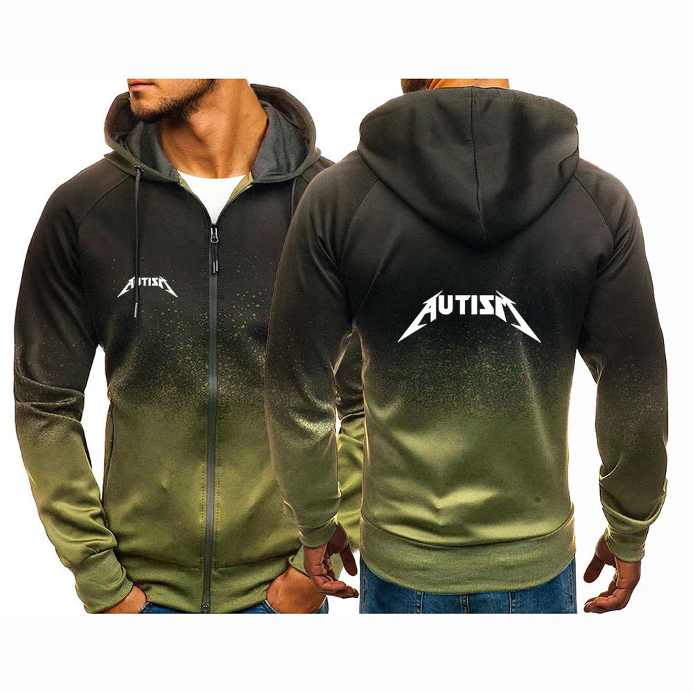 2025 Spring And Autumn Man's Autism Metal Rock Meme Logo Print Loose Leisure Comfortable Zipper Hoodies+Sports Pants Suits