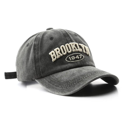 Retro Brooklyn Letter Embroidery Baseball Caps Spring Summer Men Women Cotton Justerbar Casual Hat Hip Hop Streetwear Sun Hats