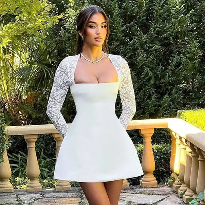 Avrilyaan Button Backless Bodycon Short Sexy A-line Dress Women Nightclub Party Dress Long Sleeve Mini Autumn Dress Vestidos