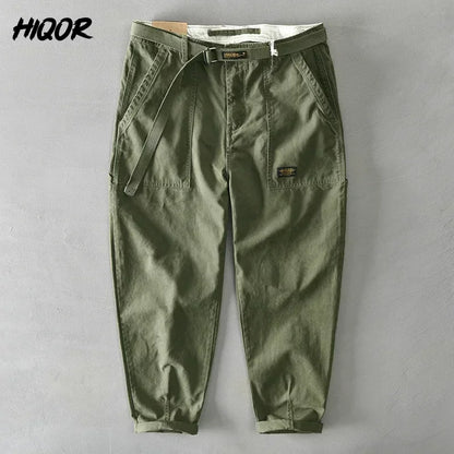 Hiqor Brand Men Men 100 ٪ السراويل غير الرسمية للقطن 2025 سراويل فضفاضة للرجال سروال عمل فضفاض بالإضافة إلى حجم 38 سروال شحن Y2K رجل