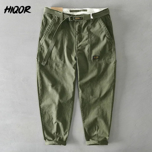 HIQOR Brand Men's 100% Cotton Casual Pants 2025 Loose Trousers For Men Baggy Work Pants Plus Size 38 Cargo Pants Y2k Pants Man