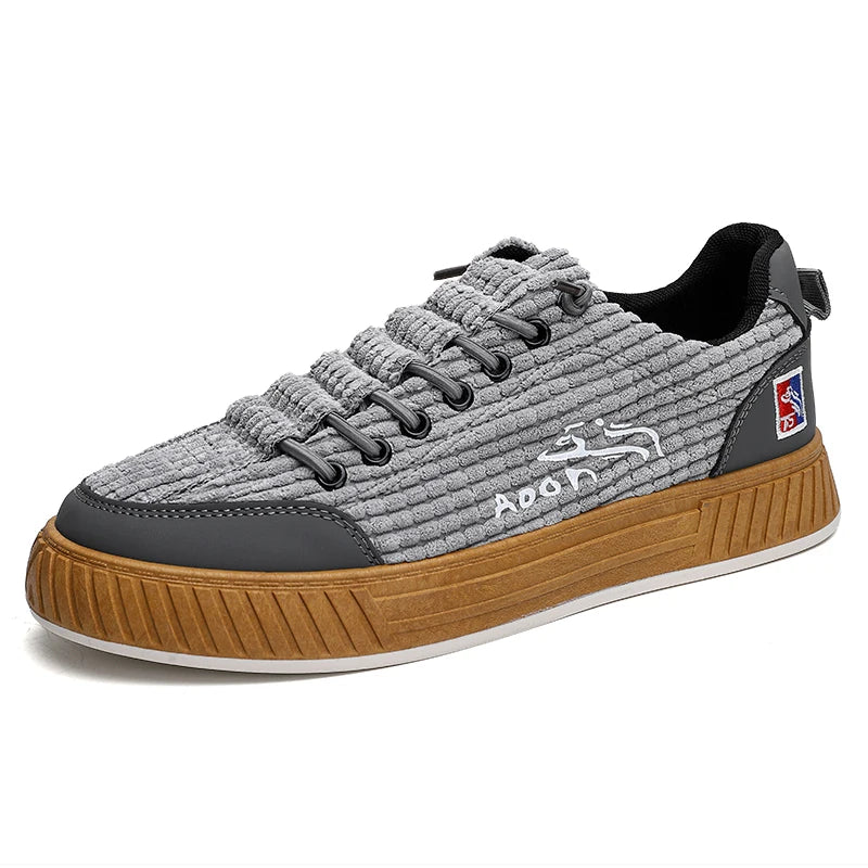 2023 New Mens Lightweight Breathable Sneakers  Trendy Flat Platform Casual Canvas corduroy  Sneakers