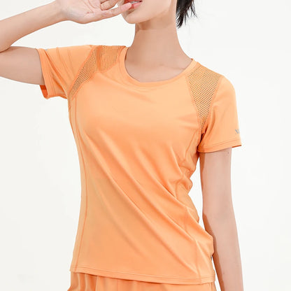 Yoga T-Shirts Women Short Sleeve Quick Dry Breathable Workout Running Sportswear Tees Fitness Gym Clothing Camiseta Mujer