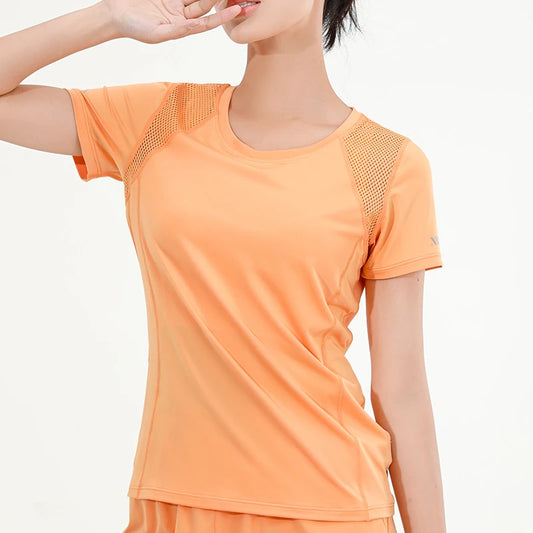Yoga T-Shirts Women Short Sleeve Quick Dry Breathable Workout Running Sportswear Tees Fitness Gym Clothing Camiseta Mujer