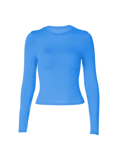 CHRONSTYLE Women Casual Long Sleeve T-Shirts Spring Autumn Solid Slim Fit Pullovers Tees Shirts Female Streetwear Base Tees Tops