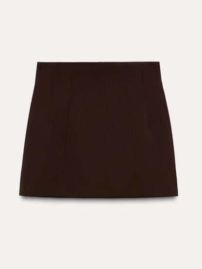 Mini-saia elegante de Blazer Coat Desenta Mulheres Marrom ombro marrom