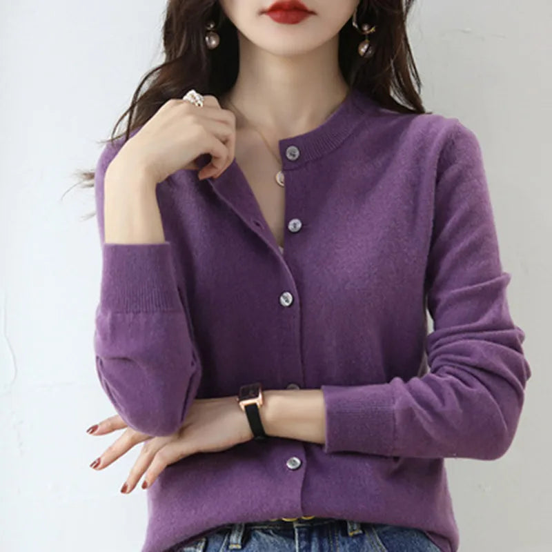 Kobiety sweter sweter o Neck Spring Autumn Knitted kaszmirowe Cardigany Solidne damskie swetry damskie 2022