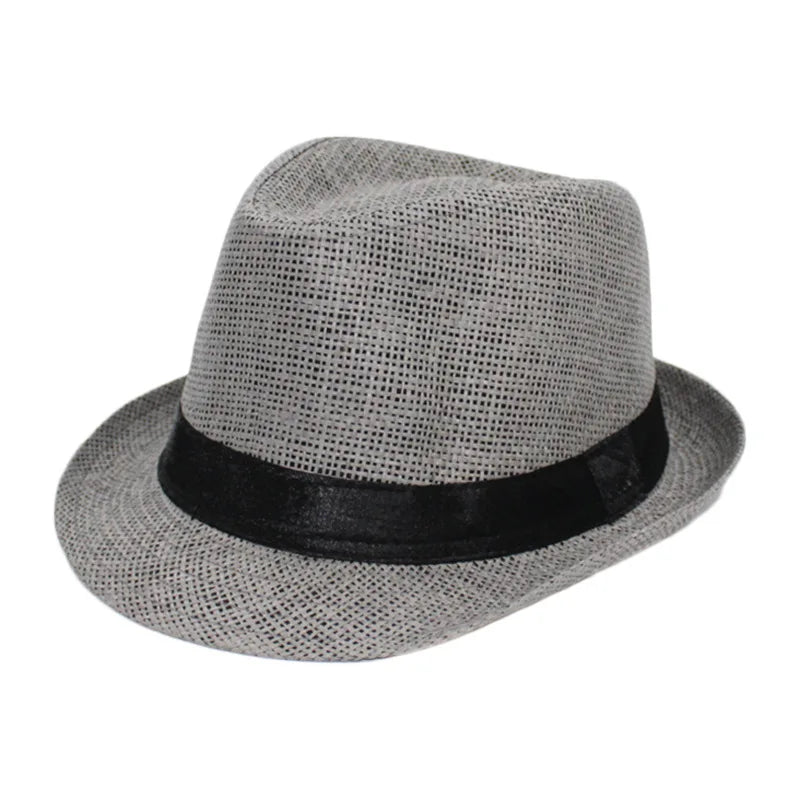 Primăvara Părinte Părinte Copil Straw Straw Cap Respirabil pentru bărbați pentru bărbați pentru bărbați Proteză Solut Panglică Decorare Sunshade Jazz Top Sun Hat F58