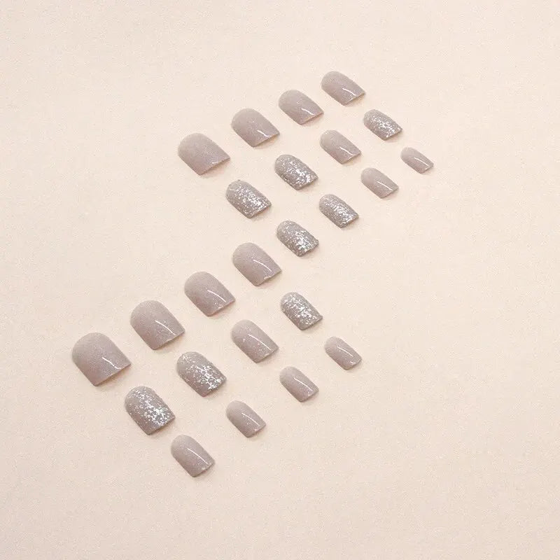 24 PCs Short French Minimalist Flash Nails with 1 Jelly Gel and 1 Nail File