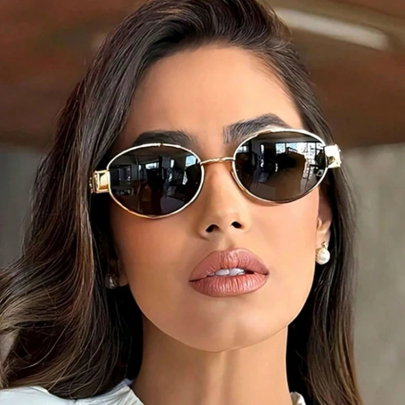 Fashion Oval Sunglasses Women Retro Trend Outdoor Metal Sun Glasses High Quality Classic Men Luxury Brand Eyewear UV400 Goggles
