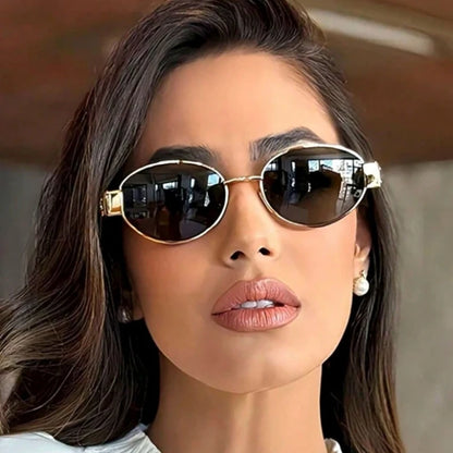 Fashion Oval Sunglasses Women Retro Trend Outdoor Metal Sun Glasses High Quality Classic Men Luxury Brand Eyewear UV400 Goggles