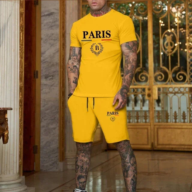 2025. Novi ljetni modni set modne odjeće-majica s kratkim rukavima i podijeljene kratke hlače s 2 komada, stilski jogging casual odjeća