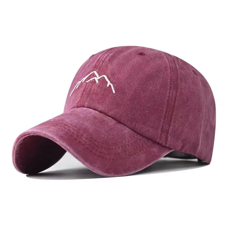 Unisex Washed Cotton Cap Mountain Embroidery Vintage Baseball Cap Men Women Adjustable Casual Outdoor Streetwear Sports Hat
