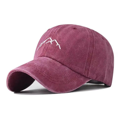 Unisex Washed Cotton Cap Mountain Embroidery Vintage Baseball Cap Men Women Adjustable Casual Outdoor Streetwear Sports Hat