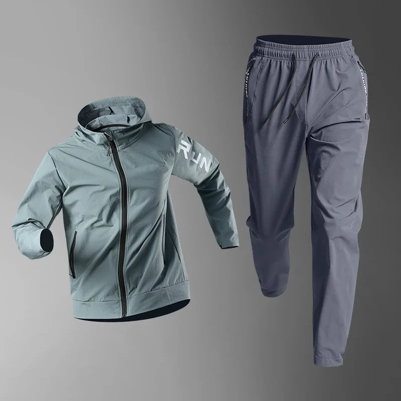 Costum sportiv de primăvară pentru bărbați alergare de fitness de fitness de dimineață alergare în aer liber sport rapid uscare rapidă pentru ciclism, haine pentru jacheta de antrenament pentru ciclism