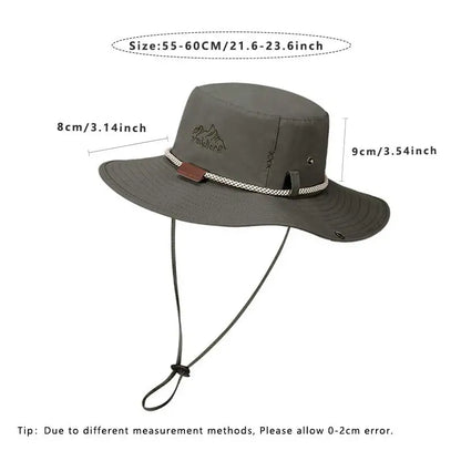 Men Bucket pălărie scrisoare de broderie etichetă din piele cowboy pălărie impermeabilă exterioară exterioară capac de pescuit ușor 8cm brim anti-uv pălărie de soare
