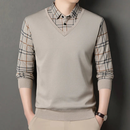 Suéter de punto de vellón macho suéter para hombres de otoño camiseta de invierno suéteres beige azul marino azul coreano top coreano