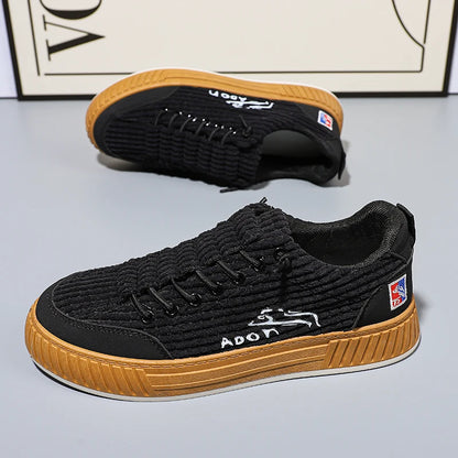 2023 New Mens Lightweight Breathable Sneakers  Trendy Flat Platform Casual Canvas corduroy  Sneakers