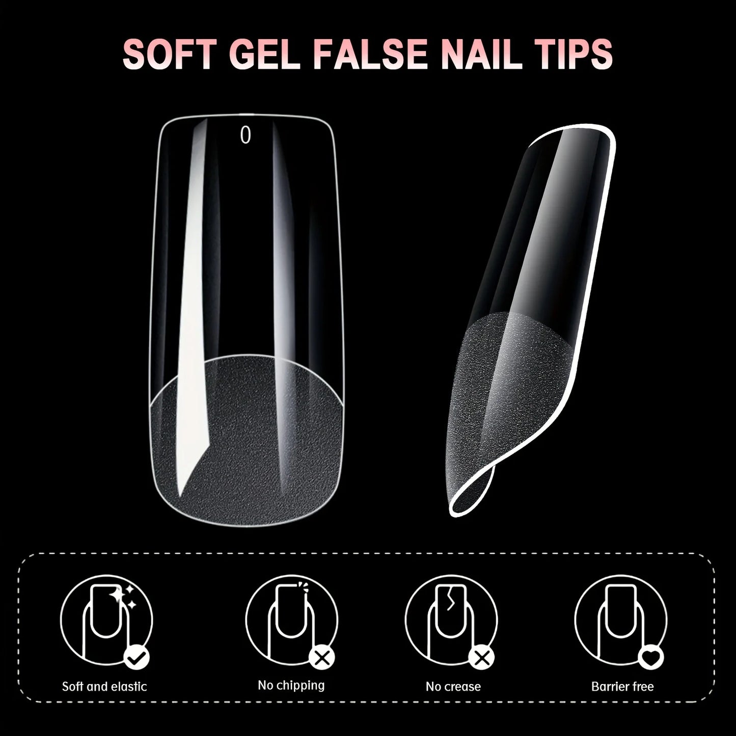 600pcs Gel Nail Tips Half Matte Clear Acrylic Nail Tips False Nail Tips for Nail Extension Manicure Tools for Nail Art Salon