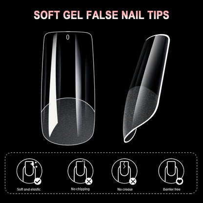600pcs Gel Nail Tips Half Matte Clear Acrylic Nail Tips False Nail Tips for Nail Extension Manicure Tools for Nail Art Salon