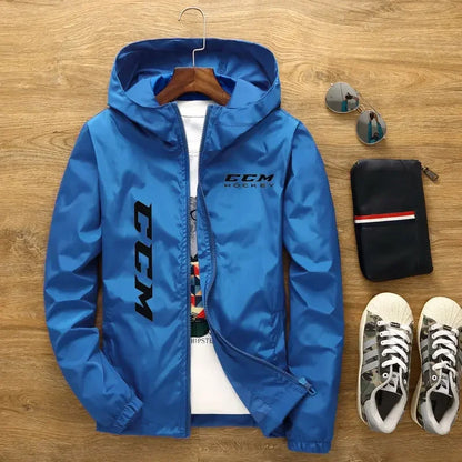 2024New Spring and Summer Hooded Men's Jacket CCM Hockey Herre Casual Windbreaker Zipper tynd sektion Hooded Jacket Men 7XL