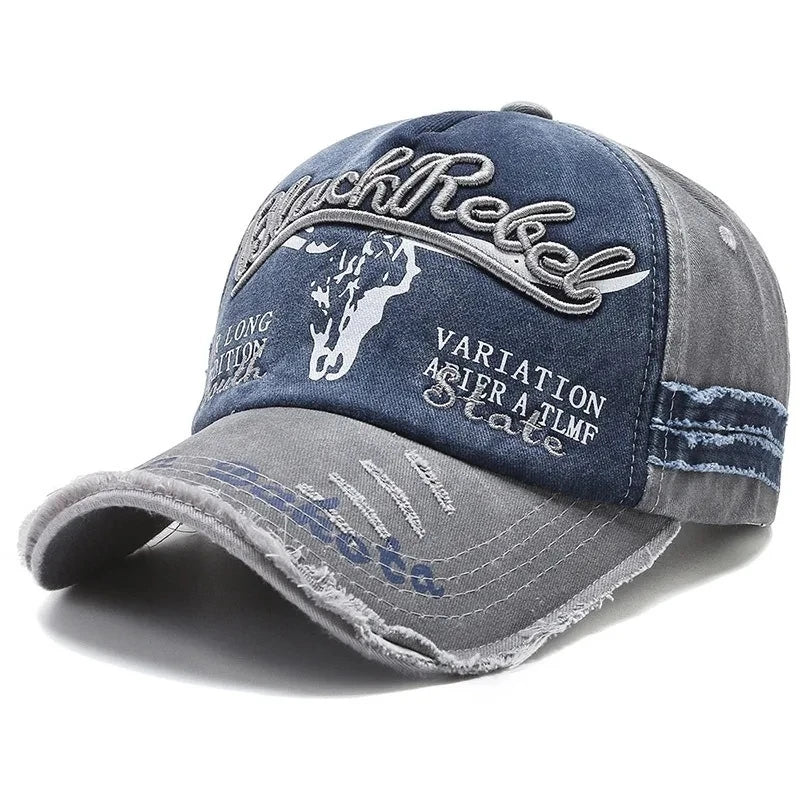 Cargador de algodón de algodón unisex letra bordado de béisbol gaca de béisbol patrón de cabeza de vaca