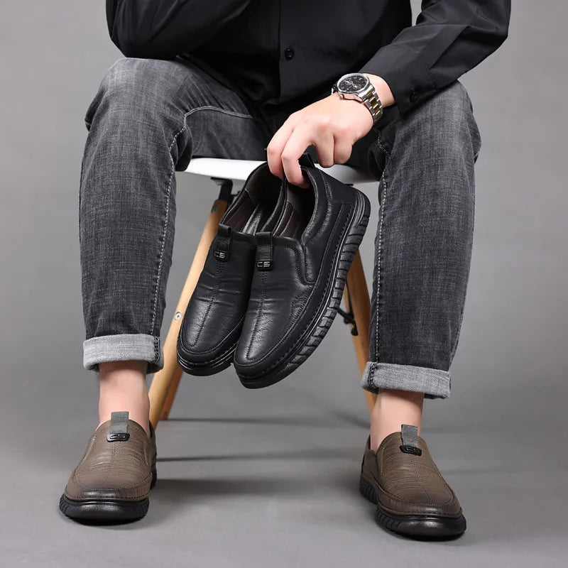 Retro Penny Loafer Echte koeienleren klassieke schoenen naaien comfortabele mannen casual slip-on club feestschoen lente zomer