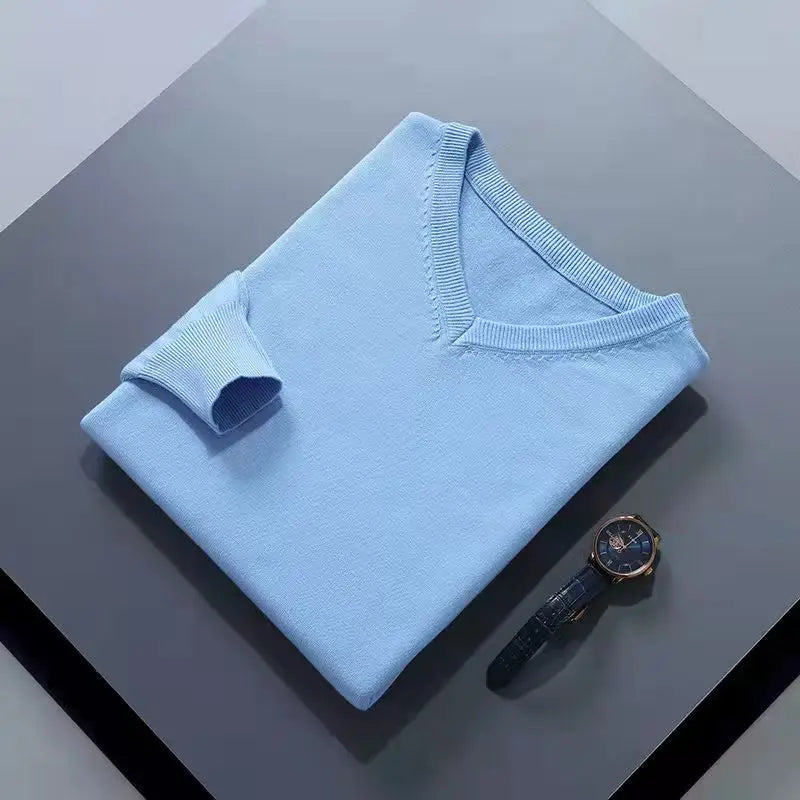 Cashmere Cotton Blend Classic V-Neck Pullover Men Sweater 2025 Autumn Winter Work Casual All-match Jumper Male Knitted Sweaters