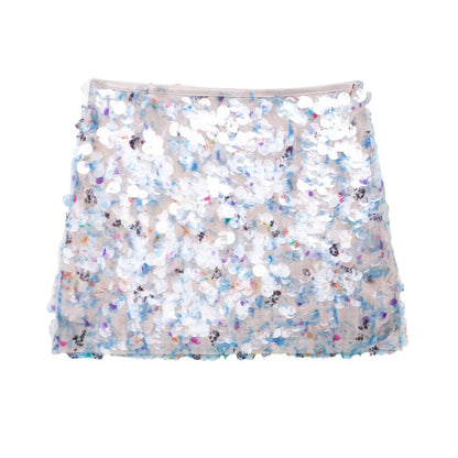 Trafza Sexy Woman Sequins Falda de cintura alta versátil Mini faldas delgadas Zipper 2025 Summer Beach Style Skirt Y2K