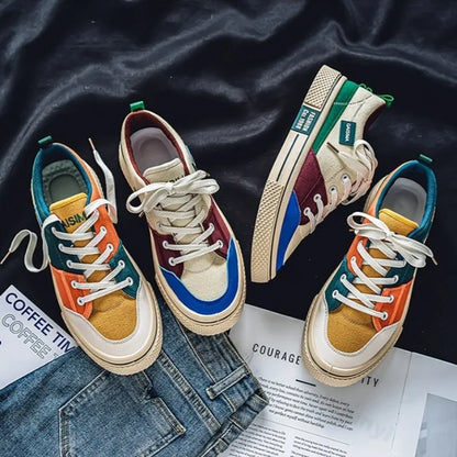 Mænd farverige lærred afslappet sko par bord sko sommer mode sneakers mode mænd komfort flad vulkaniserede sko åndbare
