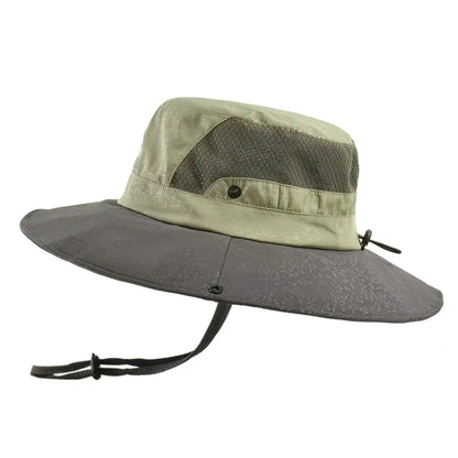 Foldable Summer Adjustable Sun Hats for Men Outdoor Breathable Mesh Fishing Cap Wide Brim Climbing Hat Design Bucket Shade Hat