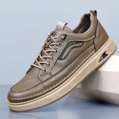Fashion Board Shoes Casual Sneakers for Men High Quanlity Leather Work Shoes Platform Male Sport Shoes Breathable Walking Shoes
