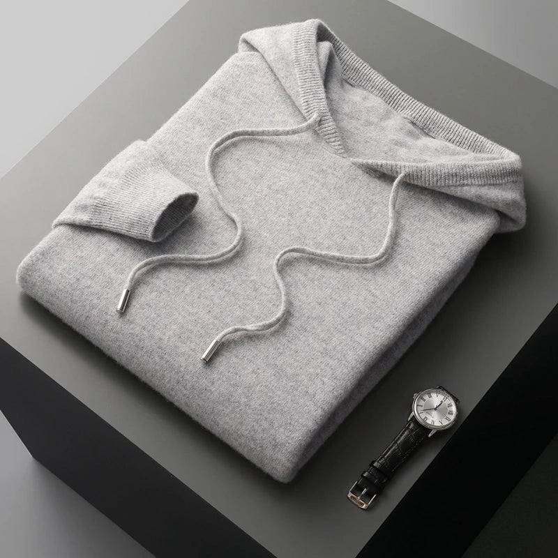 Cashmere femenino de hombres con capucha de una pieza lista para usar 100% Merino Wool Knited Swein Winter Winter informal Top Long Long