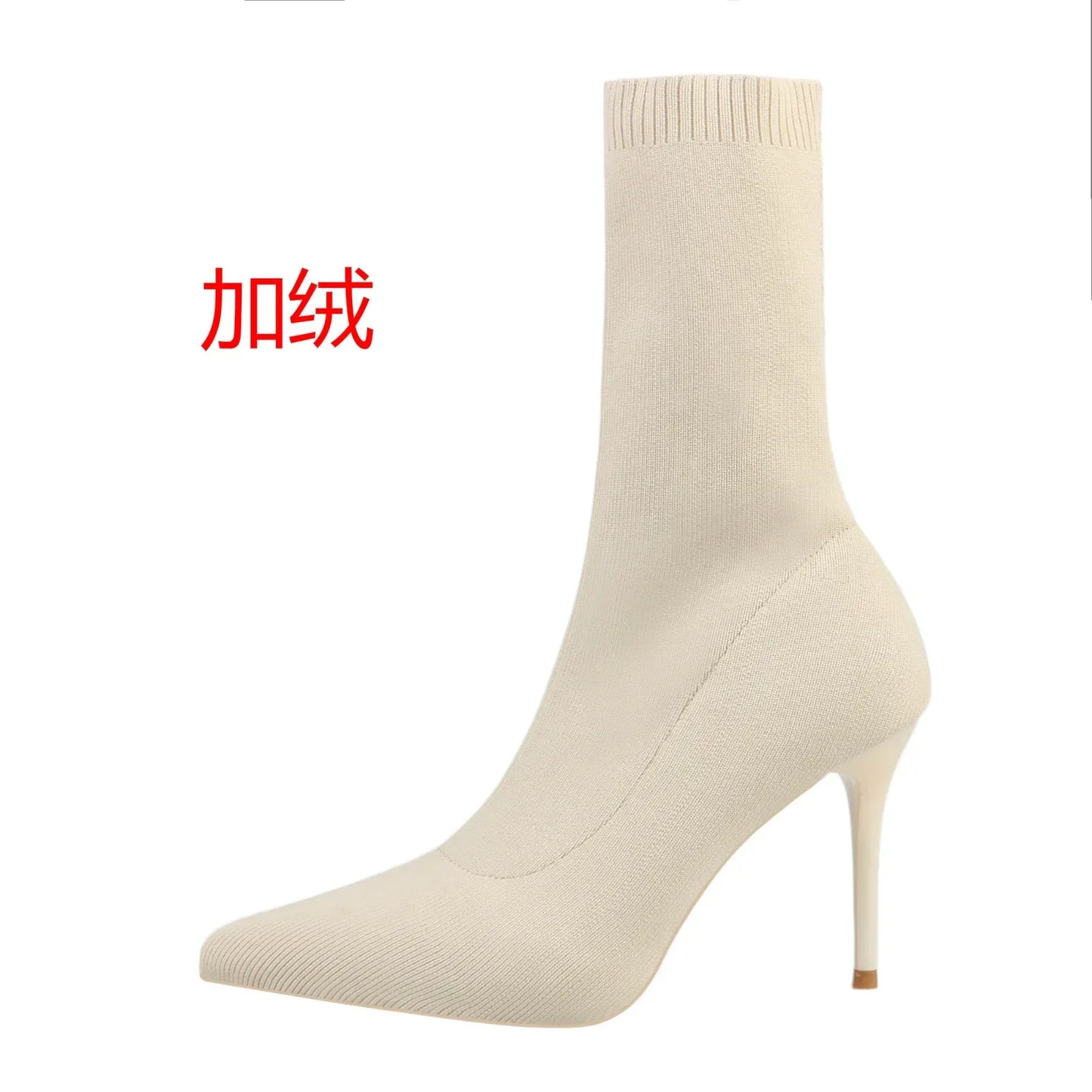 Stivali da calzino sexy stivali da allungamento a maglia tacchi alti per donne scarpe alla moda 2024 stivali caviglia autunno primaverili femminile